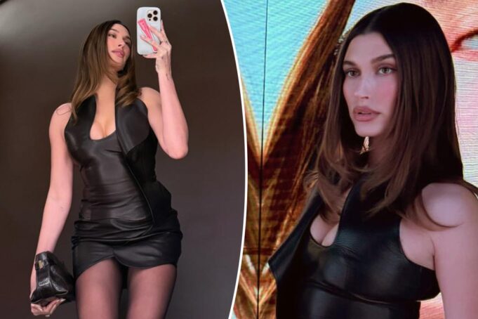 Hailey Bieber проскальзывает в набор кожаных юбков Ittyty для Pop-Up Rhode Los Angeles