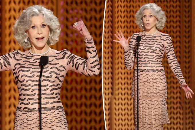 Речь Джейн Фонда наград наград сошла с речью со звуковыми проблемами