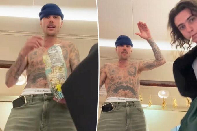 Джастин Бибер рэп о том, чтобы быть «высоким» в озадачиваемом видео после того, как представитель яростно отрицает употребление наркотиков