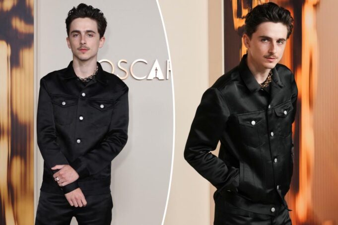 Timothã e Chalamet носит Custom Gap — с ювелирными изделиями на сумму почти 80 тысяч долларов — на ужин Oscars 2025.