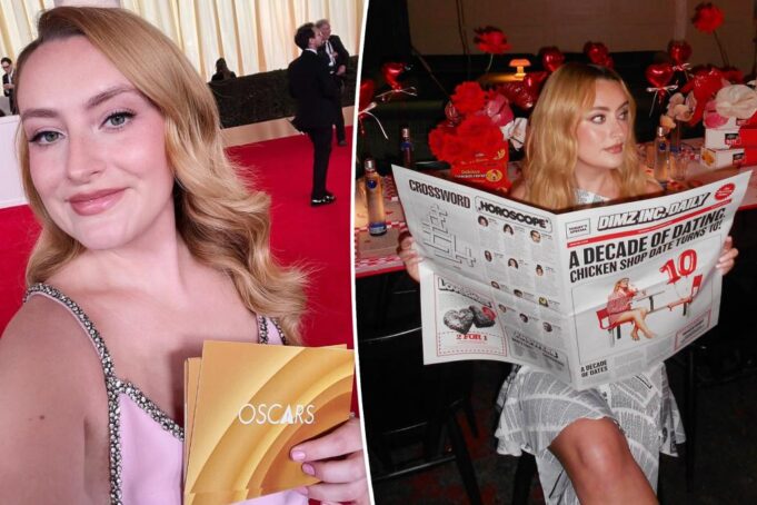 Создатель магазина курицы, создатель Амелия ДиМолденберг, приносит кокетливую неловкость на красную ковровую дорожку Оскара