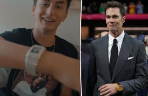 Том Брэди одаренный сын Бенджамин Блинг-выпал от бриллиантовых часов перед качал 740 тыс. Читы на Суперкубок 2025