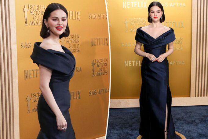 Селена Гомес выглядит элегантно в платье на плече