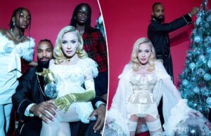 Мадонна спрашивает «непослушная или милая» на рождественской фотосессии нижнего белья с дочерьми и парнем