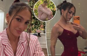 Дженнифер Лопес встречает Рождество в облегающих блестках и праздничной пижаме