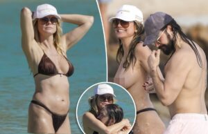 Хайди Клум отказалась от верха бикини, чтобы расположиться к мужу Тому Каулитцу во время каникул на Сен-Барте