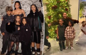 Ким Кардашьян наконец-то получила милые рождественские снимки всех четверых детей после неудачных попыток