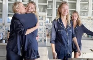 Гвинет Пэлтроу и дочь-близнец Эппл Мартин в одинаковых пижамах на «завтраке парня»