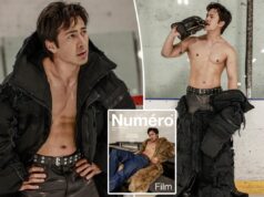 Звезда «Жаркого соперничества» Хадсон Уильямс меняет хоккейные колодки на кожу и пресс в жаркой фотосессии на катке