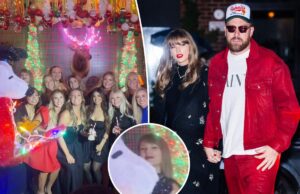 Зоркие фанаты заметили Тейлор Свифт на групповом снимке WAG на рождественской вечеринке Chiefs