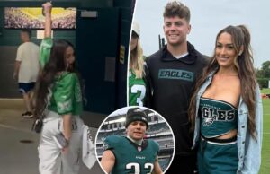 Никки Белла подогревает слухи о романе Купера ДеДжина на игре «Иглз» своим красноречивым выбором одежды