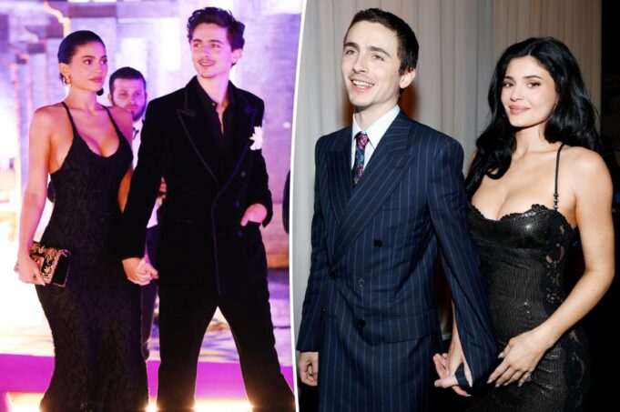 Тимоти Шаламе крадет поцелуй у Кайли Дженнер и держит ее за руку в редкий момент КПК