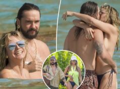 Хайди Клум до сих пор не может найти верх своего бикини во время отпуска с мужем Томом Каулитцем в Сент-Бартсе