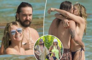 Хайди Клум до сих пор не может найти верх своего бикини во время отпуска с мужем Томом Каулитцем в Сент-Бартсе