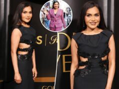 Минди Калинг похудела на 40 фунтов в смелом платье с вырезом