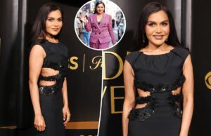 Минди Калинг похудела на 40 фунтов в смелом платье с вырезом