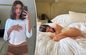 Дерзкая Хейли Бибер в новой пикантной фотосессии носит только простыни