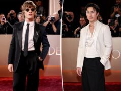 Звезды «Жаркого соперничества» Коннор Сторри и Хадсон Уильямс выводят костюмы на новый уровень на церемонии вручения «Золотого глобуса»