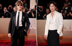 Звезды «Жаркого соперничества» Коннор Сторри и Хадсон Уильямс выводят костюмы на новый уровень на церемонии вручения «Золотого глобуса»