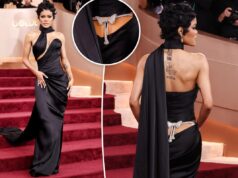 Тейана Тейлор выставляет напоказ свою задницу в ослепительных стрингах на красной дорожке «Золотого глобуса-2026»