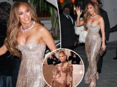 Дженнифер Лопес сменила прозрачное платье с «Золотого глобуса» на ослепительный образ с корсетом после вечеринки