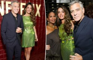 Двухсекционное платье Амаль Клуни после вечеринки «Золотой глобус 2026» скреплялось модными булавками.