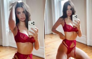 Эмили Ратаковски стала вампиром на День святого Валентина в красном кружевном белье