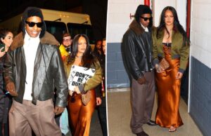 Рианна надела облегающее платье-комбинацию с бюстгальтером пикабу на вечеринке по случаю презентации альбома A$AP Rocky