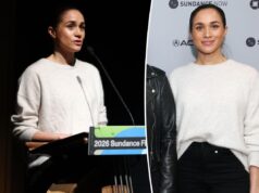 Меган Маркл так любит этот кашемировый свитер, что надевала его как минимум девять раз.