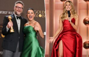 Посмотрите, как на церемонии вручения «Золотого глобуса 2026» вспыхивает пожар: персонал отчаянно пытается потушить пламя.