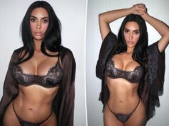 Ким Кардашьян рано утром отметила День святого Валентина в кружевном нижнем белье Skims