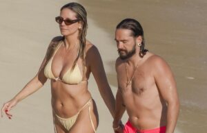 Хайди Клум и Том Каулитц в бикини держатся за руки на пляже и делают новые снимки звезд