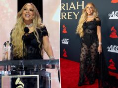 Мэрайя Кэри в смелом прозрачном платье на гала-концерте перед Грэмми