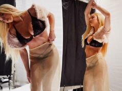 Сидни Суини демонстрирует пышную фигуру в кружевном бюстгальтере и трусиках из новой линии нижнего белья