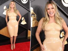 Хайди Клум — настоящая Барби (и едва может ходить) на красной дорожке Грэмми 2026 года.