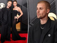 Джастин и Хейли Бибер в черных образах на красной дорожке «Грэмми-2026»